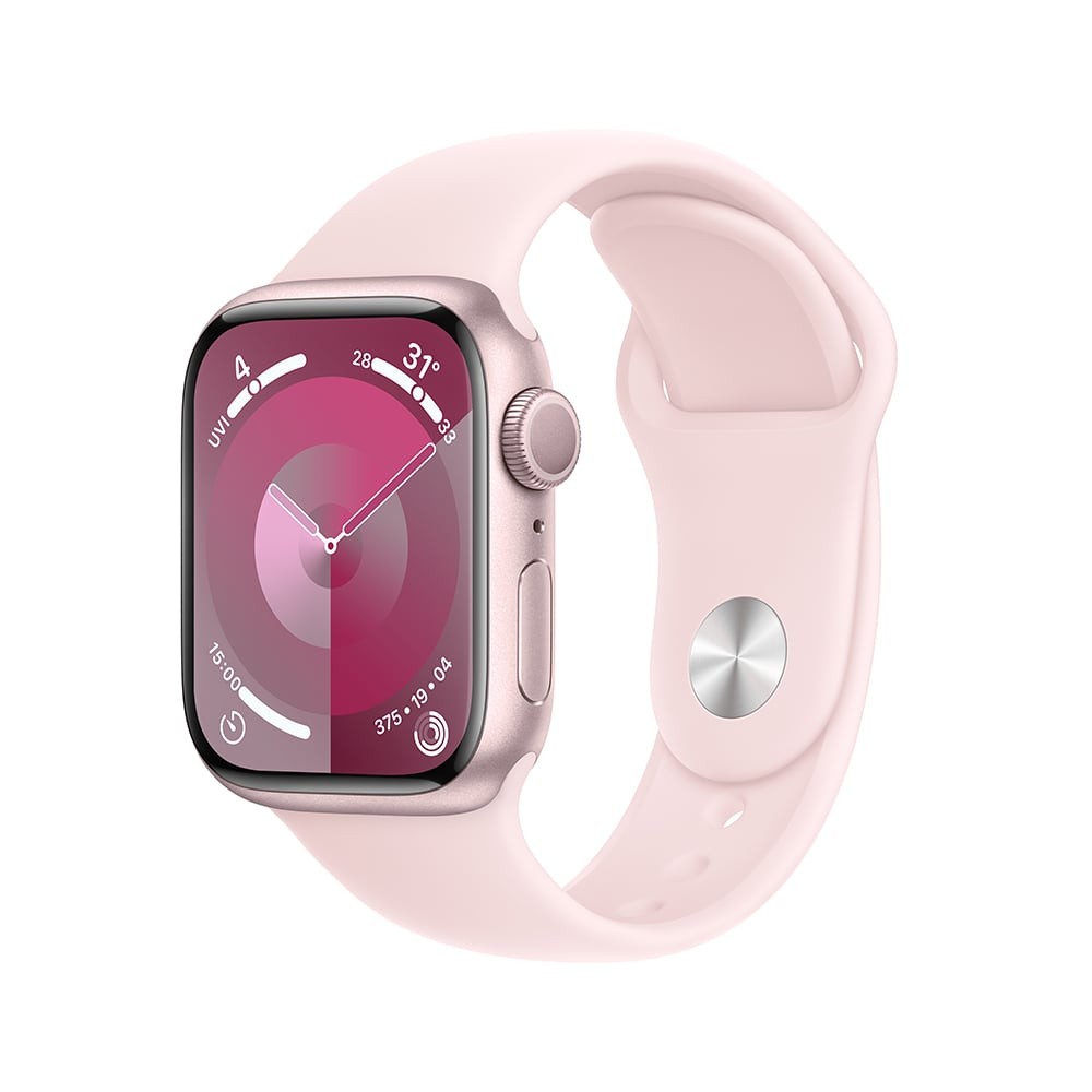 Apple Watch Series 9 GPS 41mm Pink Aluminium Case with Light Pink Sport Band - S/M