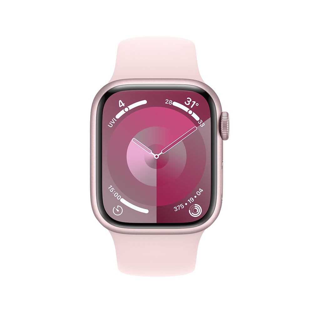 Apple Watch Series 9 GPS 41mm Pink Aluminium Case with Light Pink Sport Band - S/M