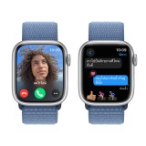 Apple Watch Series 9 GPS 45mm Silver Aluminium Case with Winter Blue Sport Loop