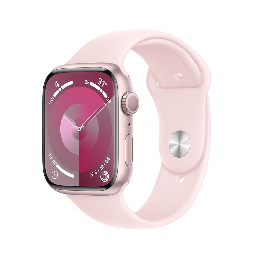 Apple Watch Series 9 GPS 45mm Pink Aluminium Case with Light Pink Sport Band - S/M