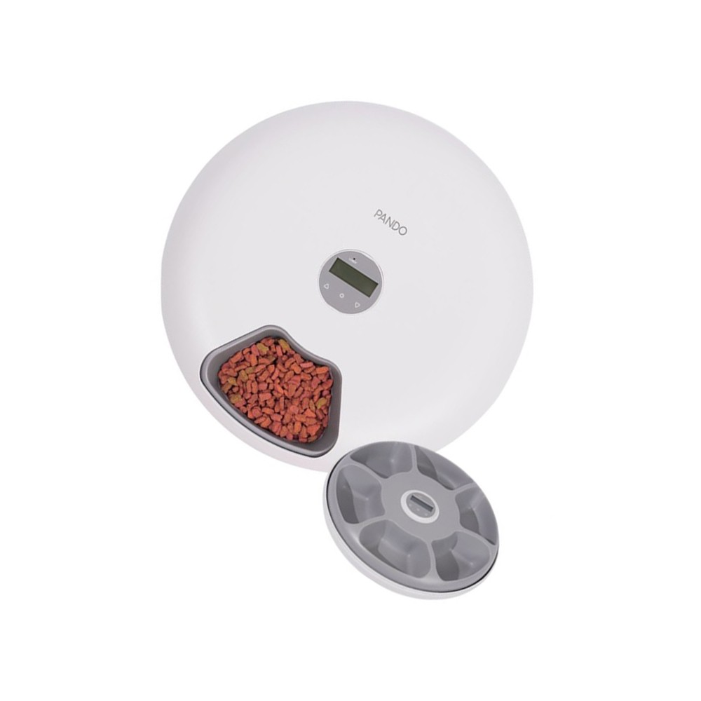 เครื่องให้อาหารสัตว์เลี้ยงแบบหมุน 6 ช่อง Pando Pet Spin Feeder 6-Meal White