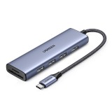 Ugreen Port Hub 6-in-1 USB-C to 3xUSB-A, HDMI, TF/SD (20956A) Gray