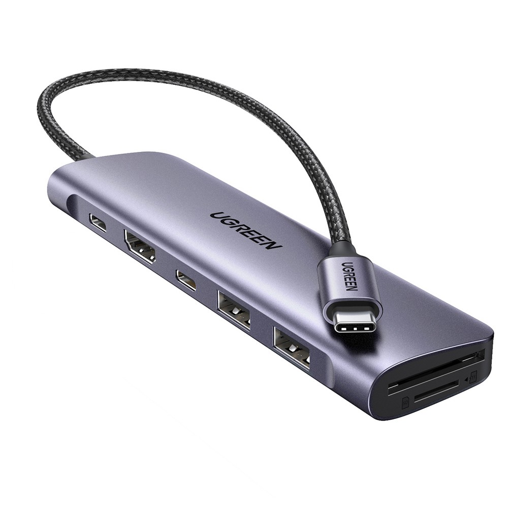 Ugreen Port Hub 7-in-1 USB-C to 2xUSB-A, USB-C, HDMI, TF/SD (15214) Gray