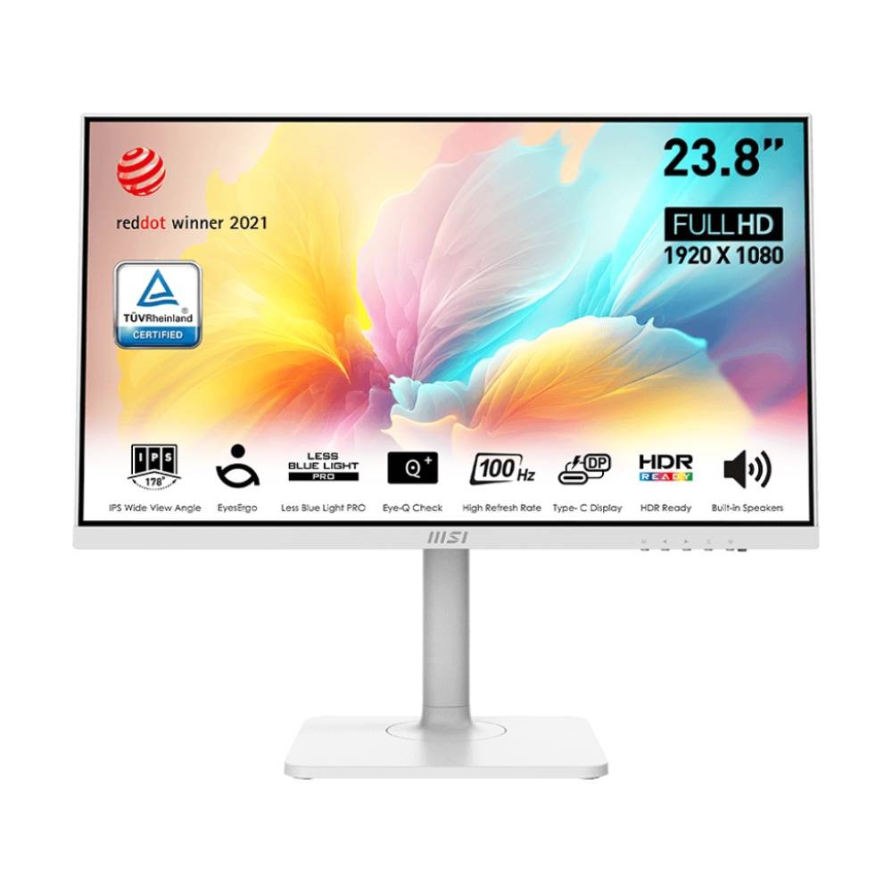 จอมอนิเตอร์ MSI MONITOR MODERN MD2412PW (IPS 100Hz Speaker USB-C White)