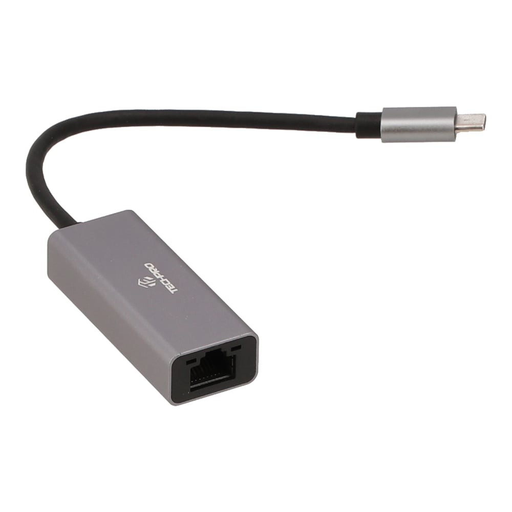 ตัวแปลง TECHPRO USB-C to LAN Gigabit Network Connector Silver Gray