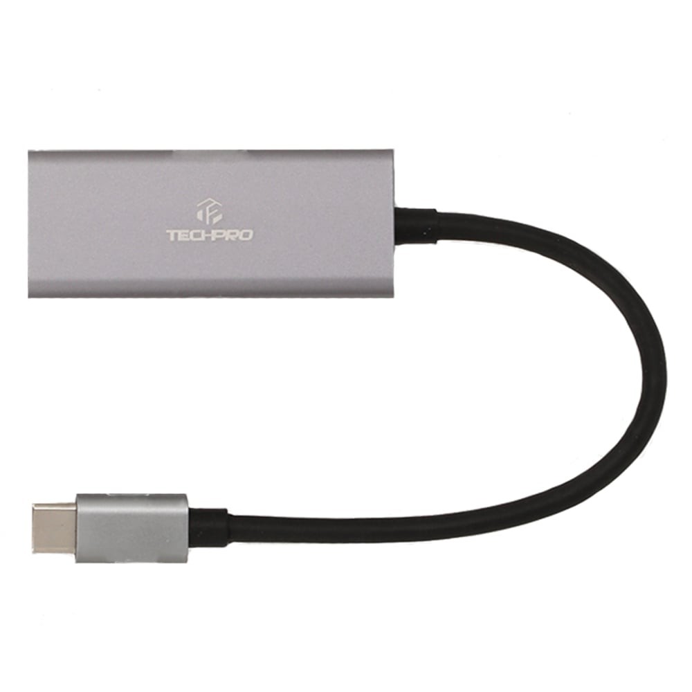 ตัวแปลง TECHPRO USB-C to LAN Gigabit Network Connector Silver Gray