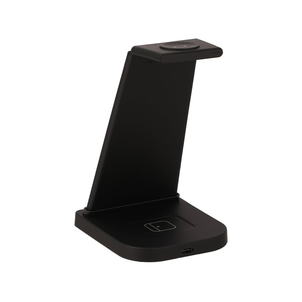 แท่นชาร์จไร้สาย TECHPRO 3 in 1 Wireless Charger Stand 15W Fast charge Black