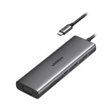 Ugreen Port Hub 10-in-1 USB-C to 3x USB-A/HDMI/VGA/TF/SD/AUX/Lan with PD (15601) Gray