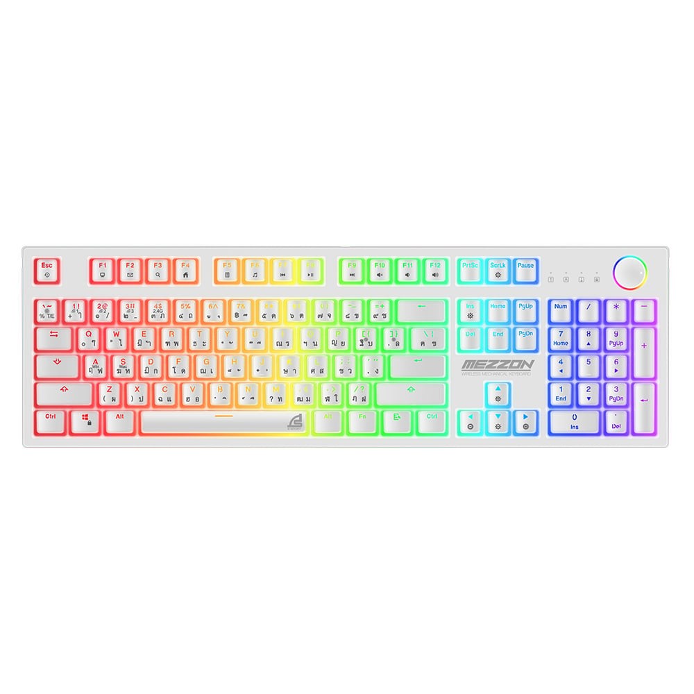 คีย์บอร์ดเกมมิ่ง Signo Mechanical White MEZZON (KB-752) - Blue Switch (Eng/Th)