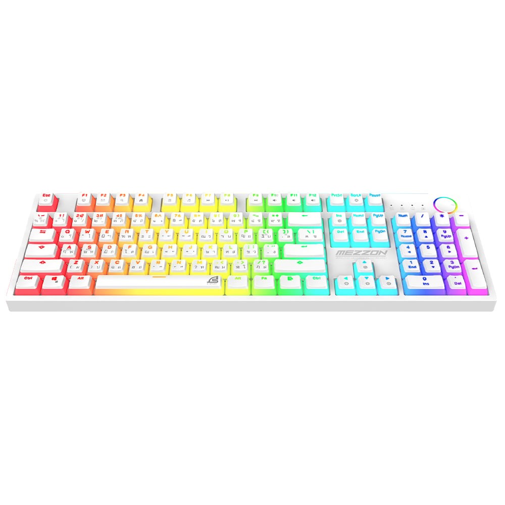คีย์บอร์ดเกมมิ่ง Signo Mechanical White MEZZON (KB-752) - Blue Switch (Eng/Th)