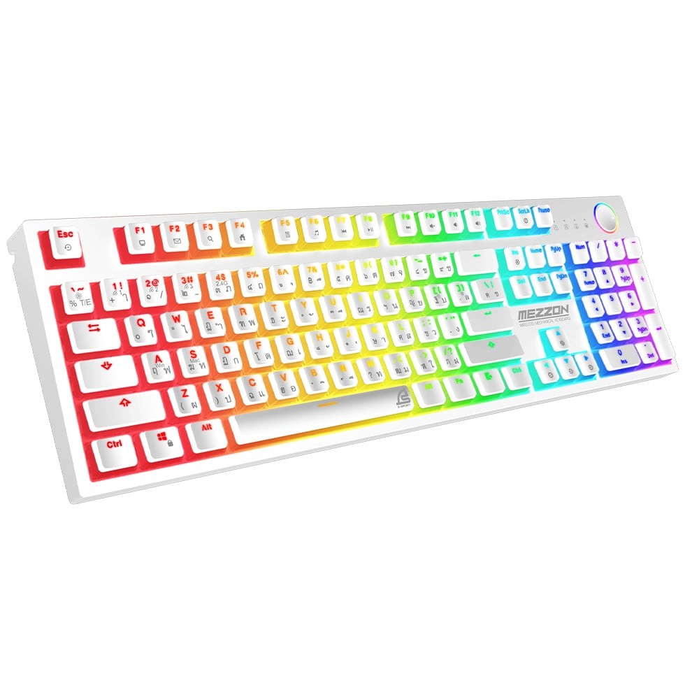 คีย์บอร์ดเกมมิ่ง Signo Mechanical White MEZZON (KB-752) - Blue Switch (Eng/Th)