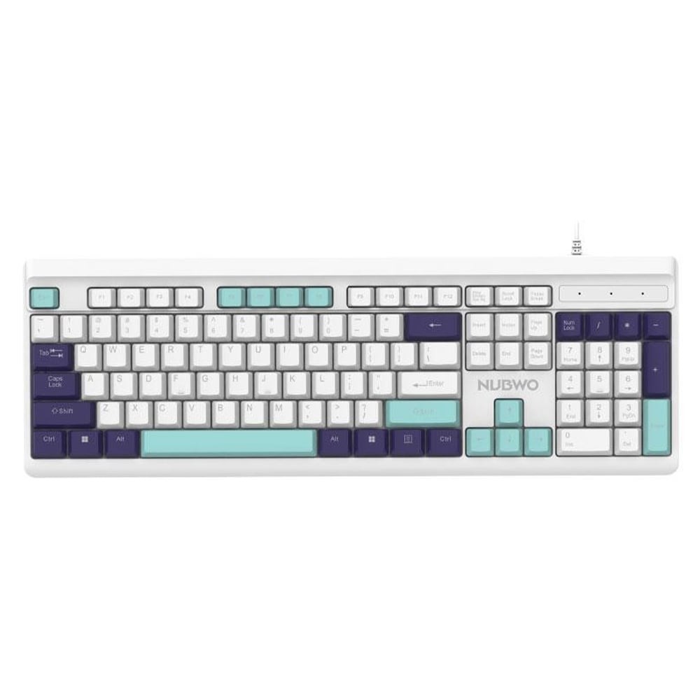 คีย์บอร์ด NUBWO Wired Keyboard NK44 White/Blue (TH/EN)