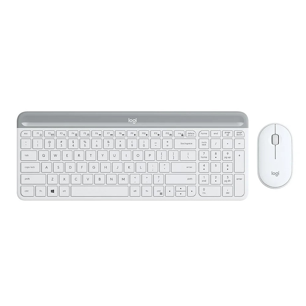 เมาส์และคีย์บอร์ด Logitech Wireless Mouse + Keyboard MK470 Slim Off White (TH/EN)