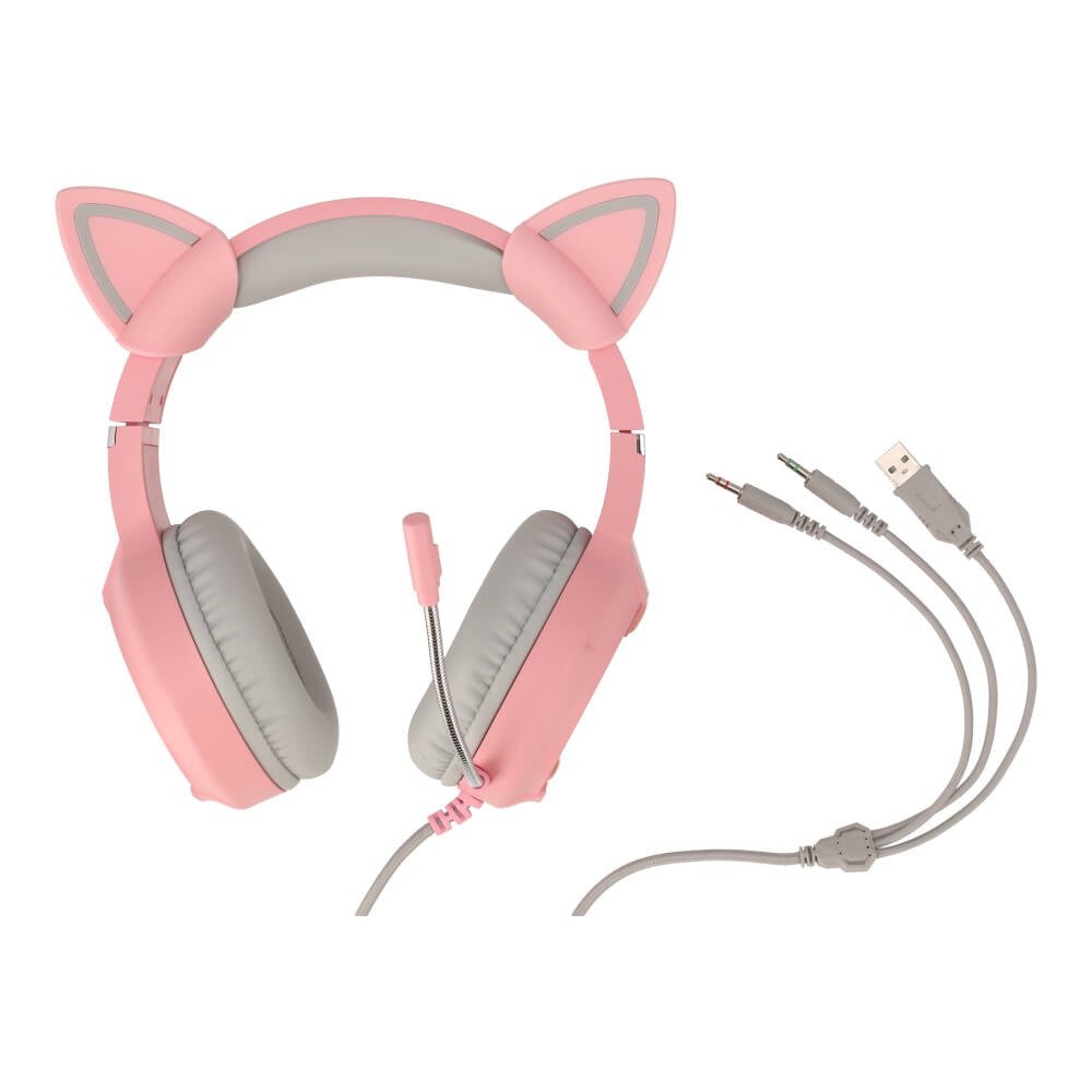 หูฟังเกมมิ่ง TECHPRO Gaming Headset Cat Ear GM01 Pink