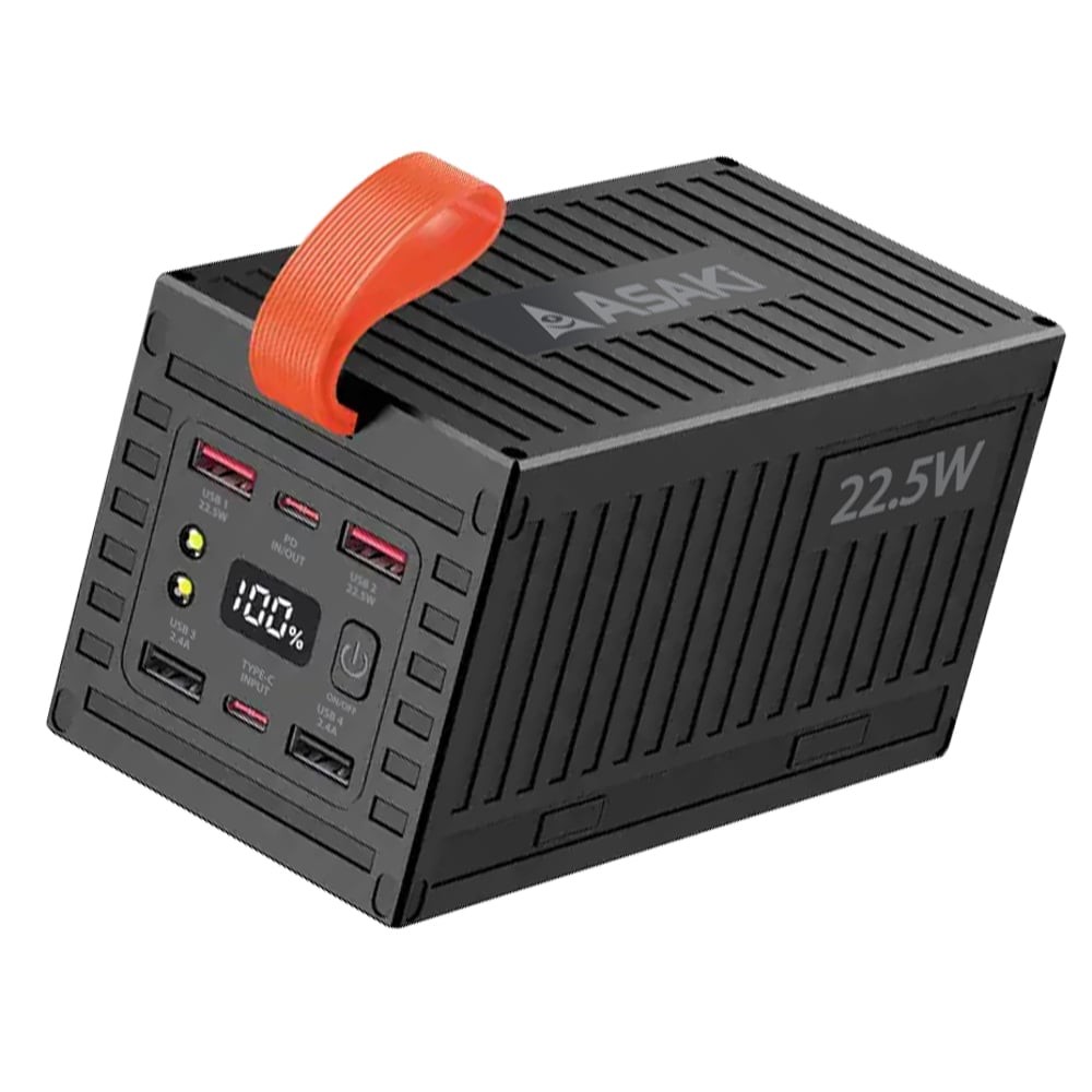 พาวเวอร์แบงค์ ASAKI 60,000 mAh Fast Charging A-B3601F Black