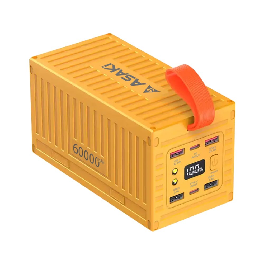 พาวเวอร์แบงค์ ASAKI 60,000 mAh Fast Charging A-B3601F Yellow