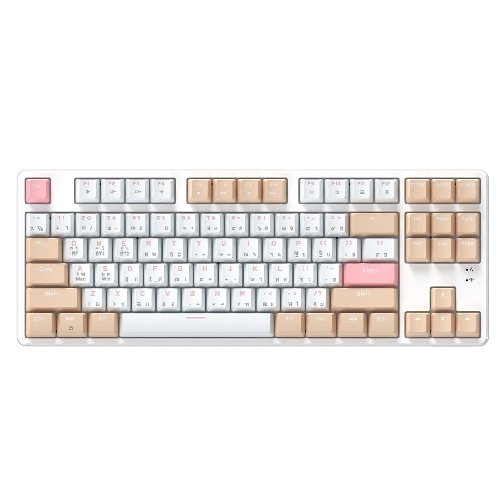 คีย์บอร์ดเกมมิ่ง Ajazz AK871 White Tea Mechanical Blue Switch (Eng/TH)