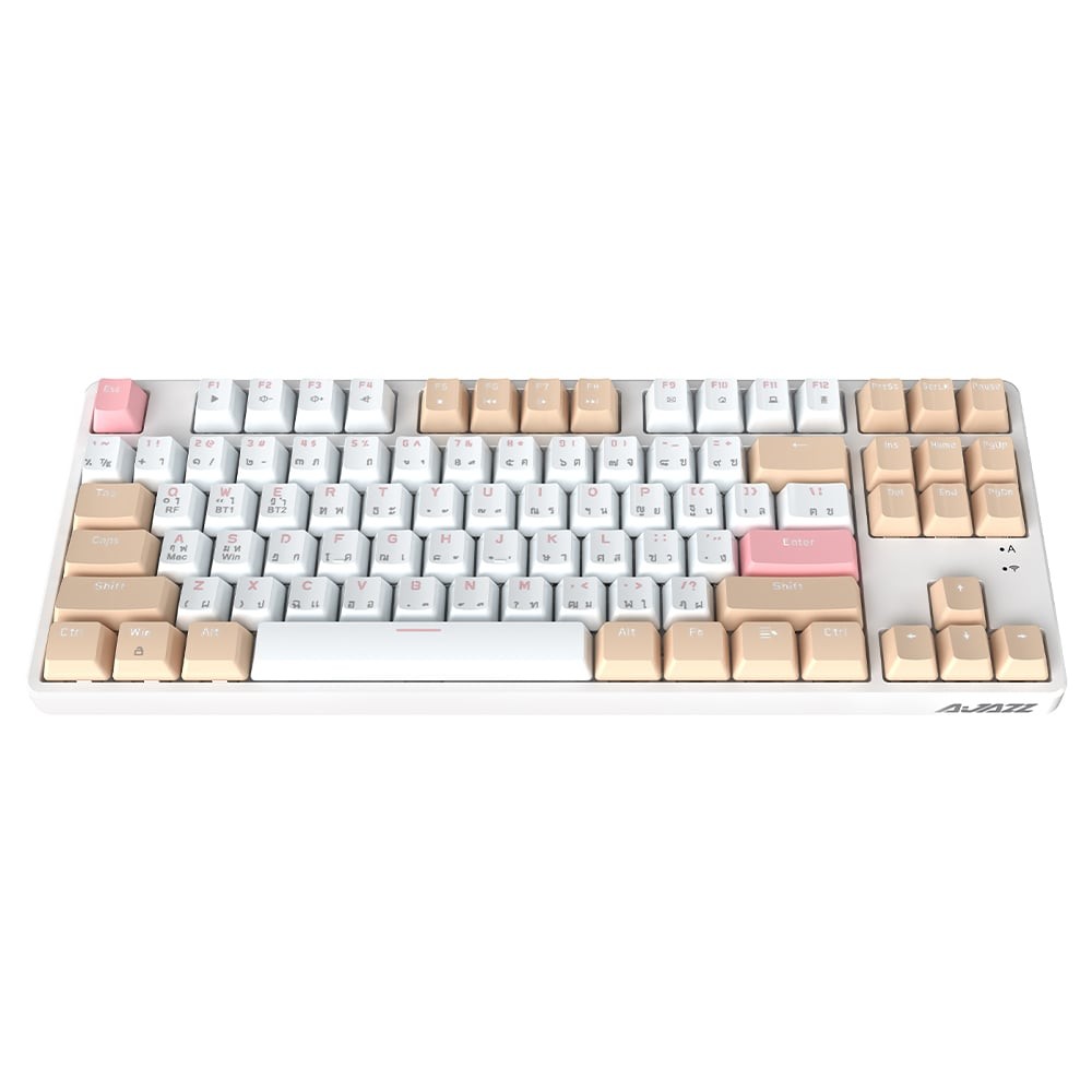 คีย์บอร์ดเกมมิ่ง Ajazz AK871 White Tea Mechanical Blue Switch (Eng/TH)