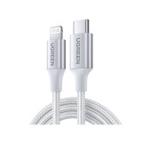 สายชาร์จ Ugreen USB-C to Lightning Cable Nylon 1M. Silver White (70523)