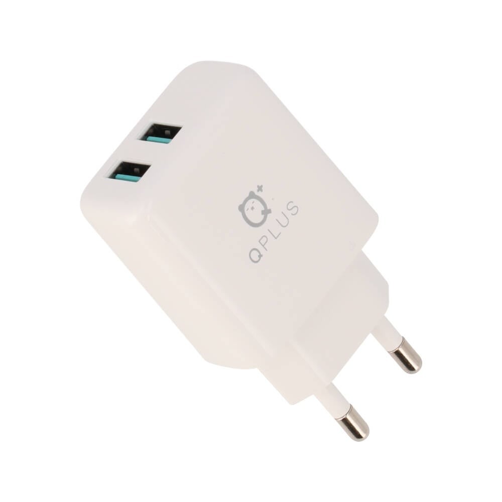 อะแดปเตอร์ QPLUS Wall Charger 2 USB-A + Micro USB พร้อมสายชาร์จ White