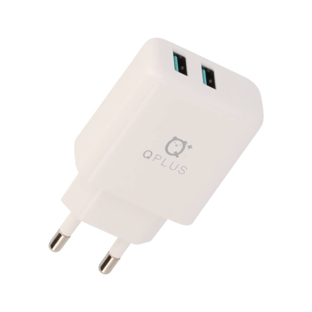 อะแดปเตอร์ QPLUS Wall Charger 2 USB-A + Micro USB พร้อมสายชาร์จ White