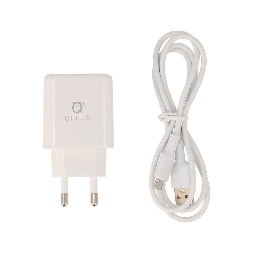 อะแดปเตอร์ QPLUS Wall Charger 2 USB-A + Micro USB พร้อมสายชาร์จ White