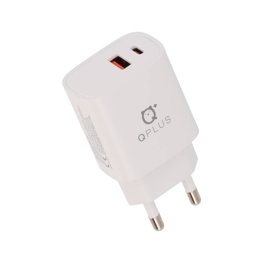 อะแดปเตอร์ QPLUS Wall Charger 1 USB-A (QC3.0) / 1 USB-C (PD20W) White