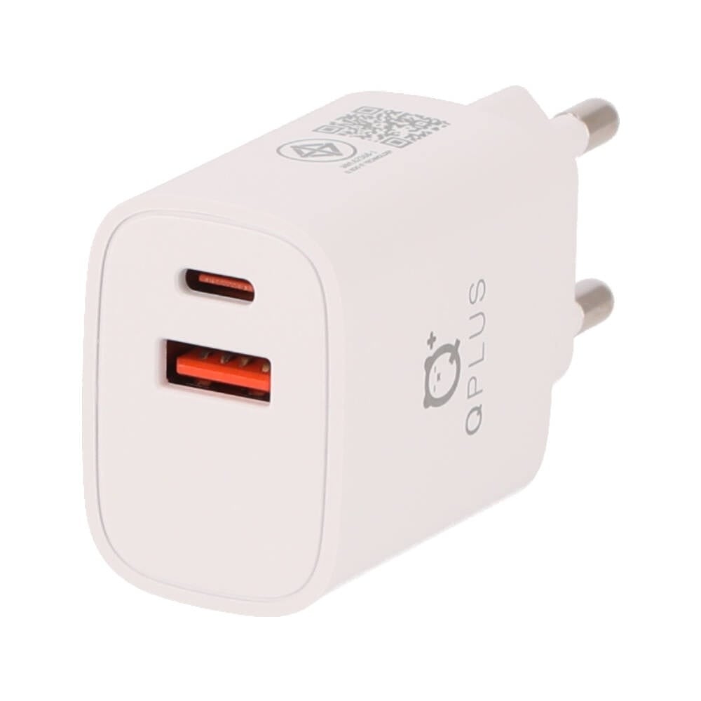 อะแดปเตอร์ QPLUS Wall Charger 1 USB-A (QC3.0) / 1 USB-C (PD20W) White