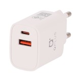 อะแดปเตอร์ QPLUS Wall Charger 1 USB-A (QC3.0) / 1 USB-C (PD20W) White