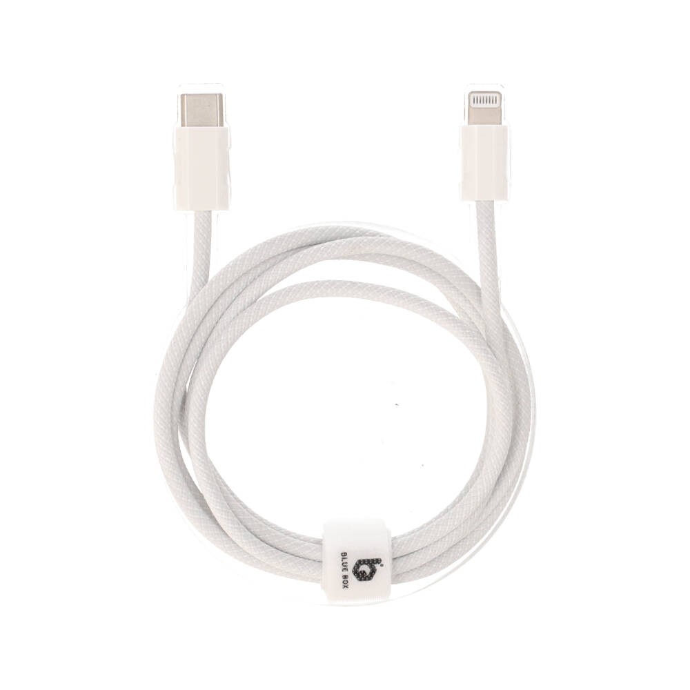 สายชาร์จ Blue Box USB-C to Lightning Cable 27W 1M. Knitting White (BB-C07)
