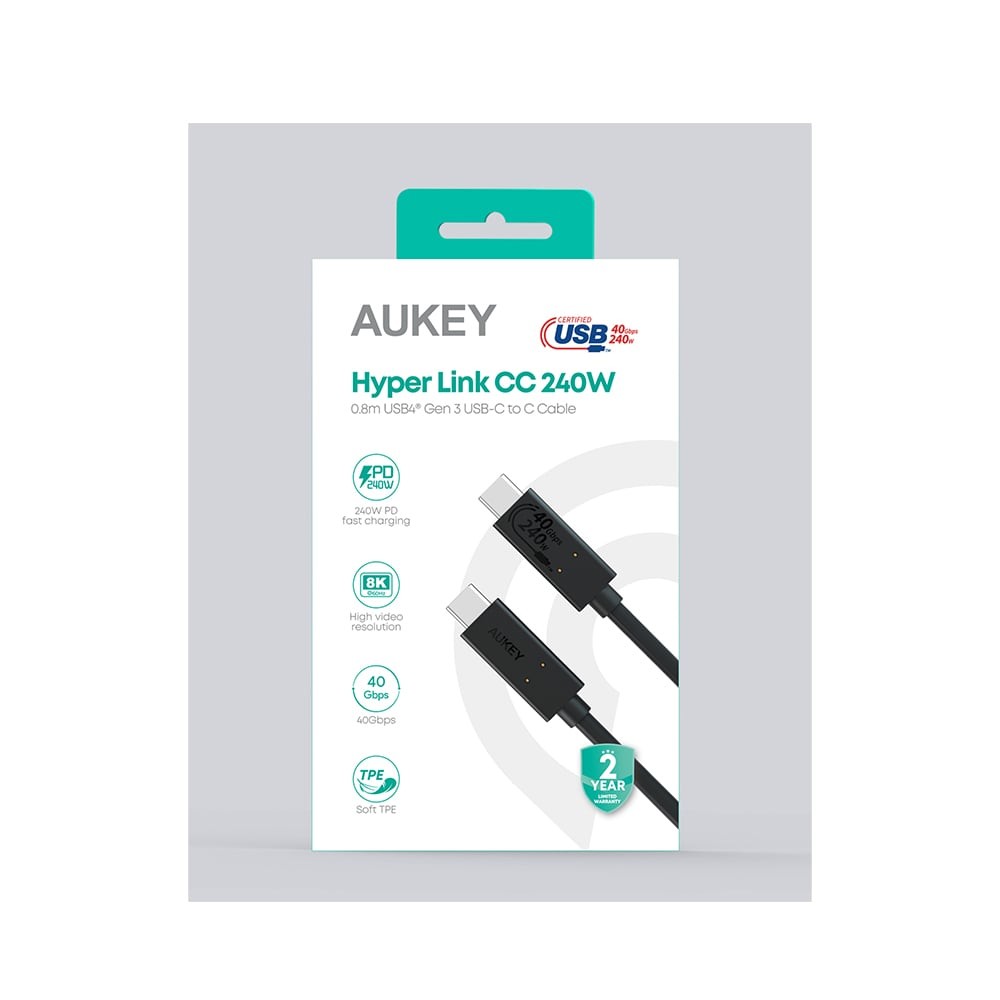 สายชาร์จ AUKEY USB-C to USB-C Cable 240W Hyper Link 0.8M Black (CB-TCC241)