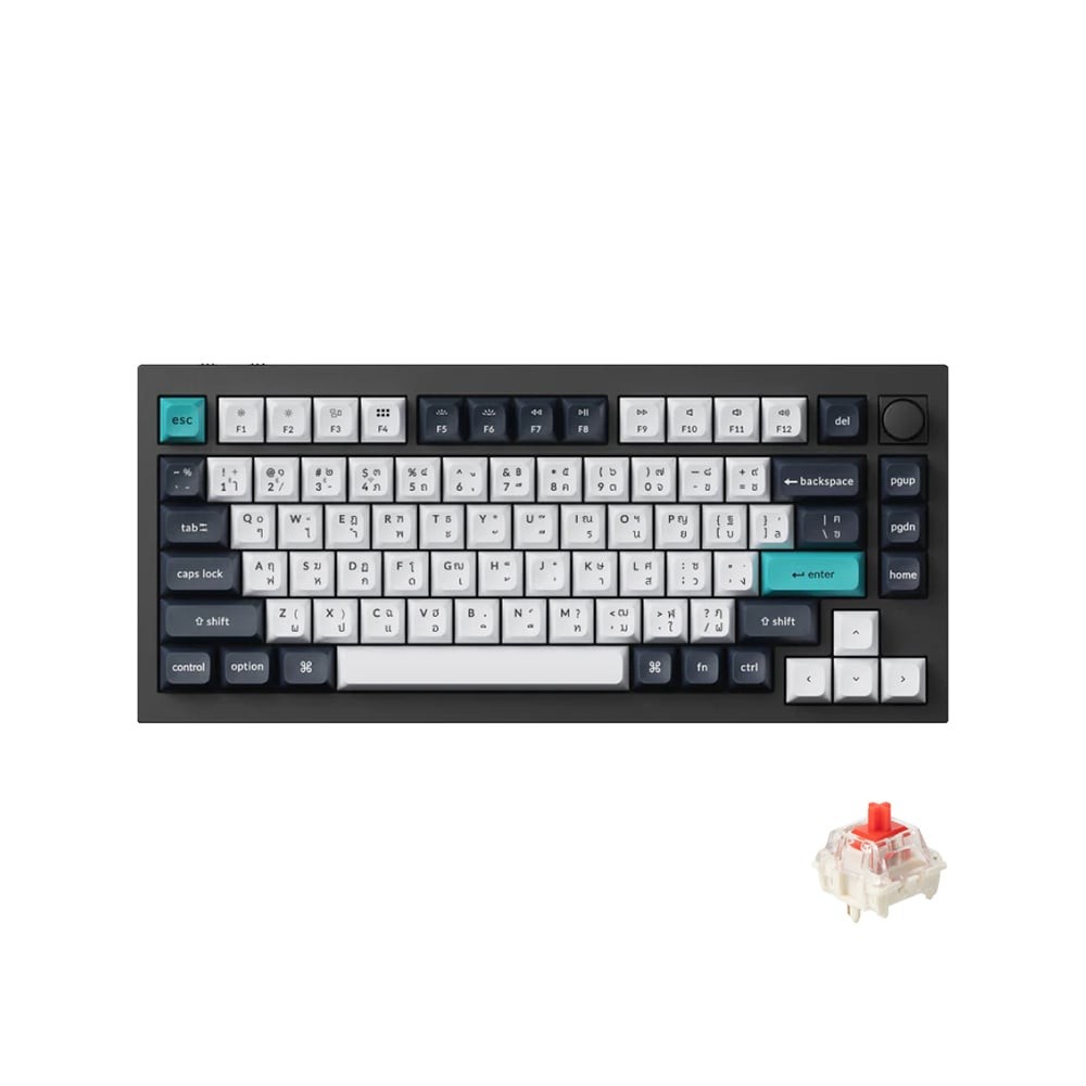 คีย์บอร์ดเกมมิ่ง Keychron Q1 Max Swappable RGB Backlight Knob Version Black - Red Switch