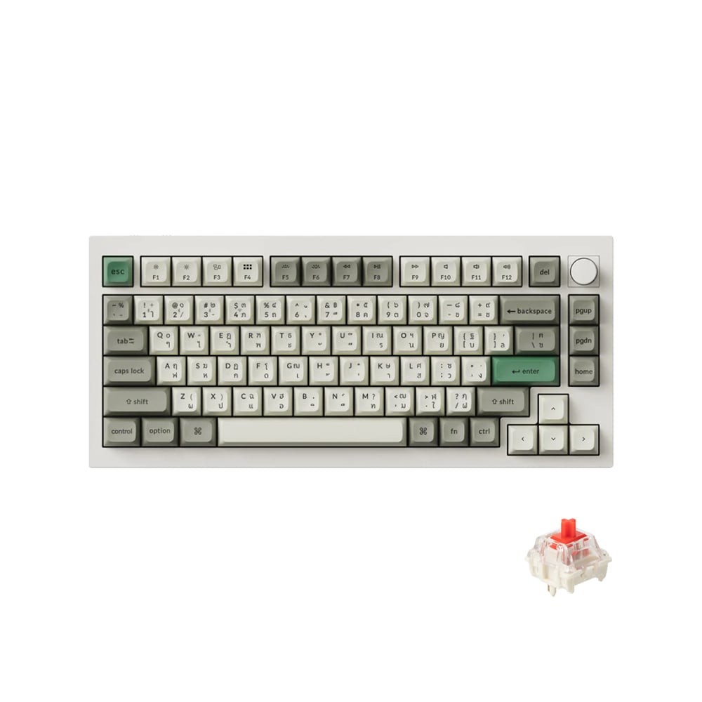 คีย์บอร์ดเกมมิ่ง Keychron Q1 Max Swappable RGB Backlight Knob Version White - Red Switch