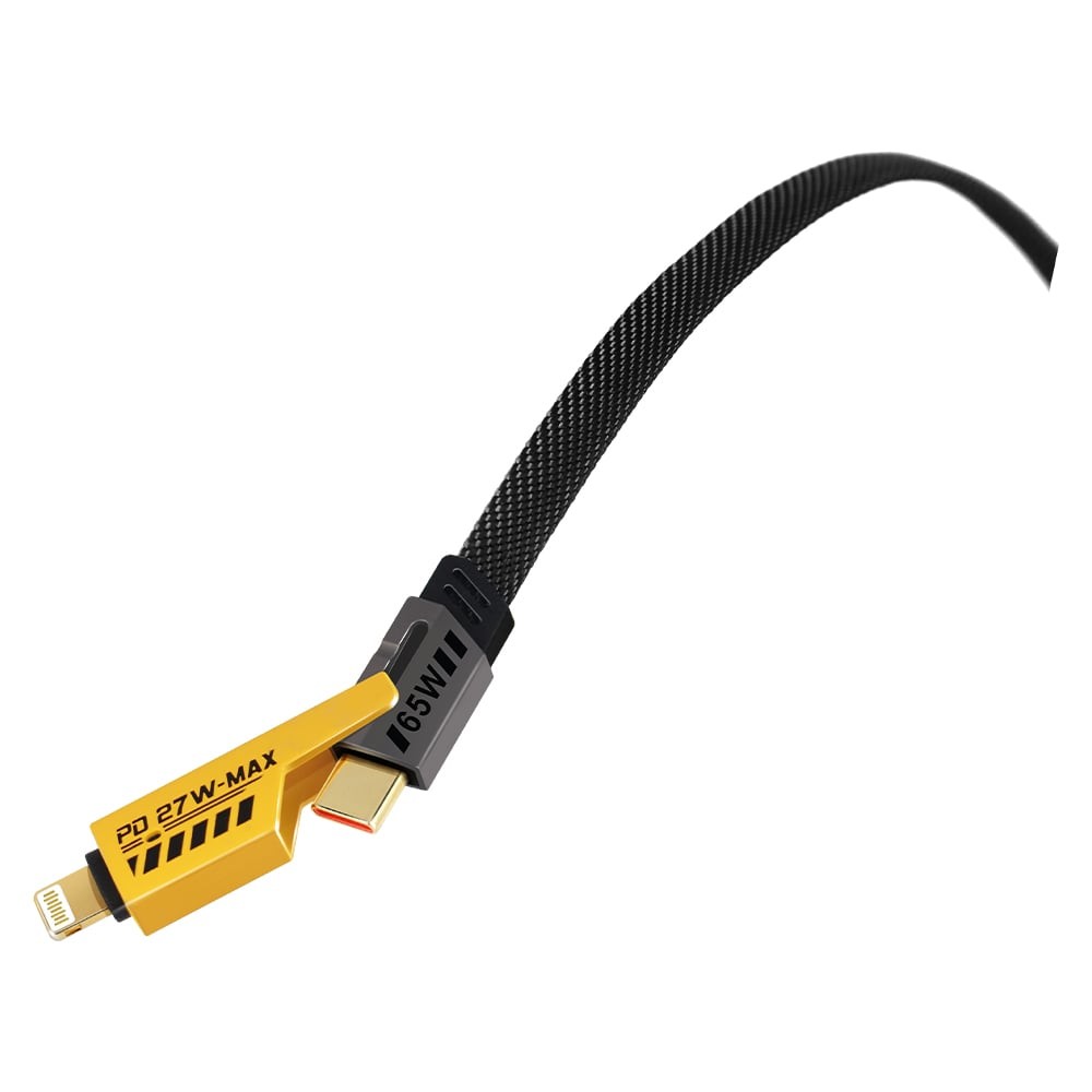 สายชาร์จ ASAKI 4-in-1 Multifunctional Cable 3.1A/65W/27W Fast Charge & Data 1.2M. Yellow (A-2372)