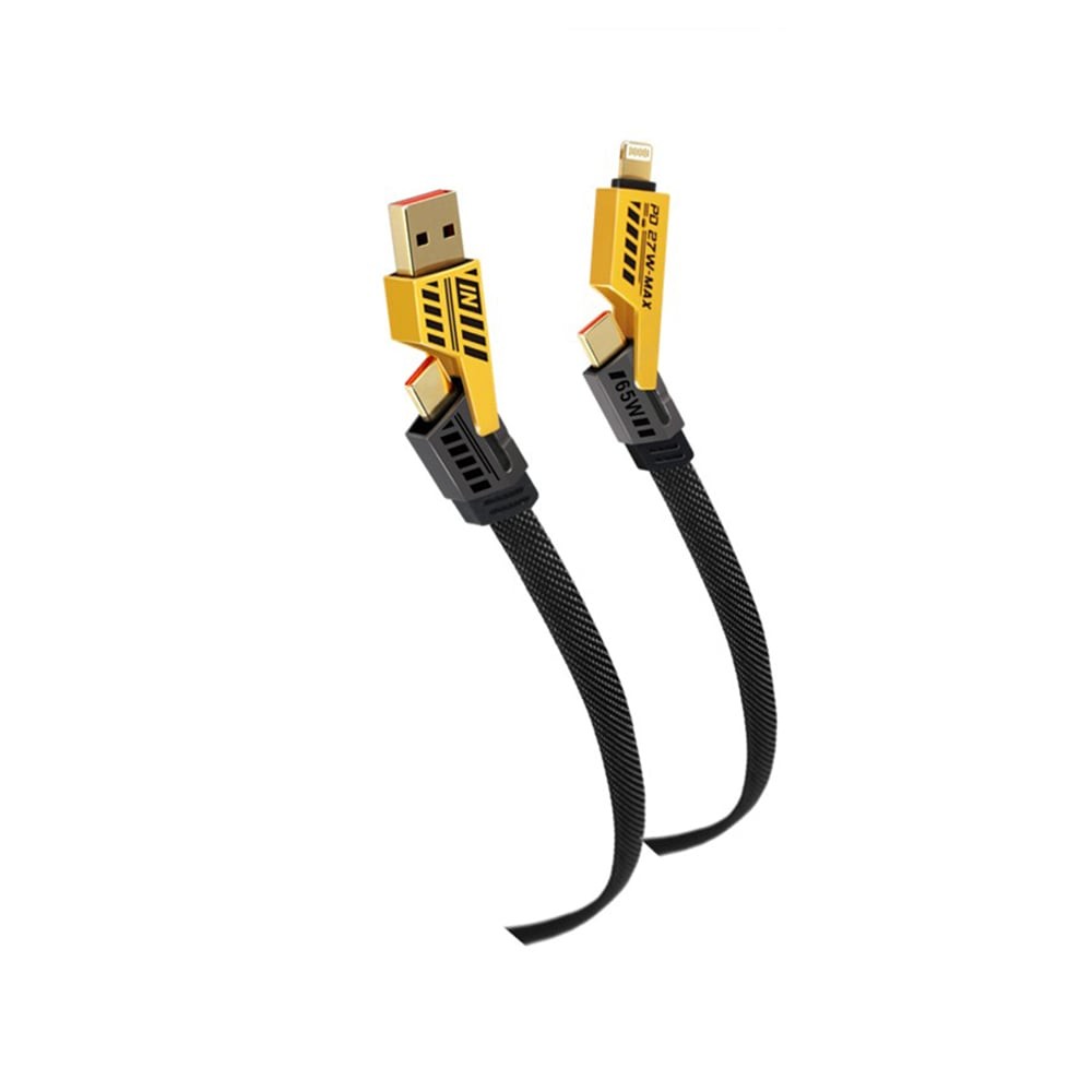 สายชาร์จ ASAKI 4-in-1 Multifunctional Cable 3.1A/65W/27W Fast Charge & Data 1.2M. Yellow (A-2372)
