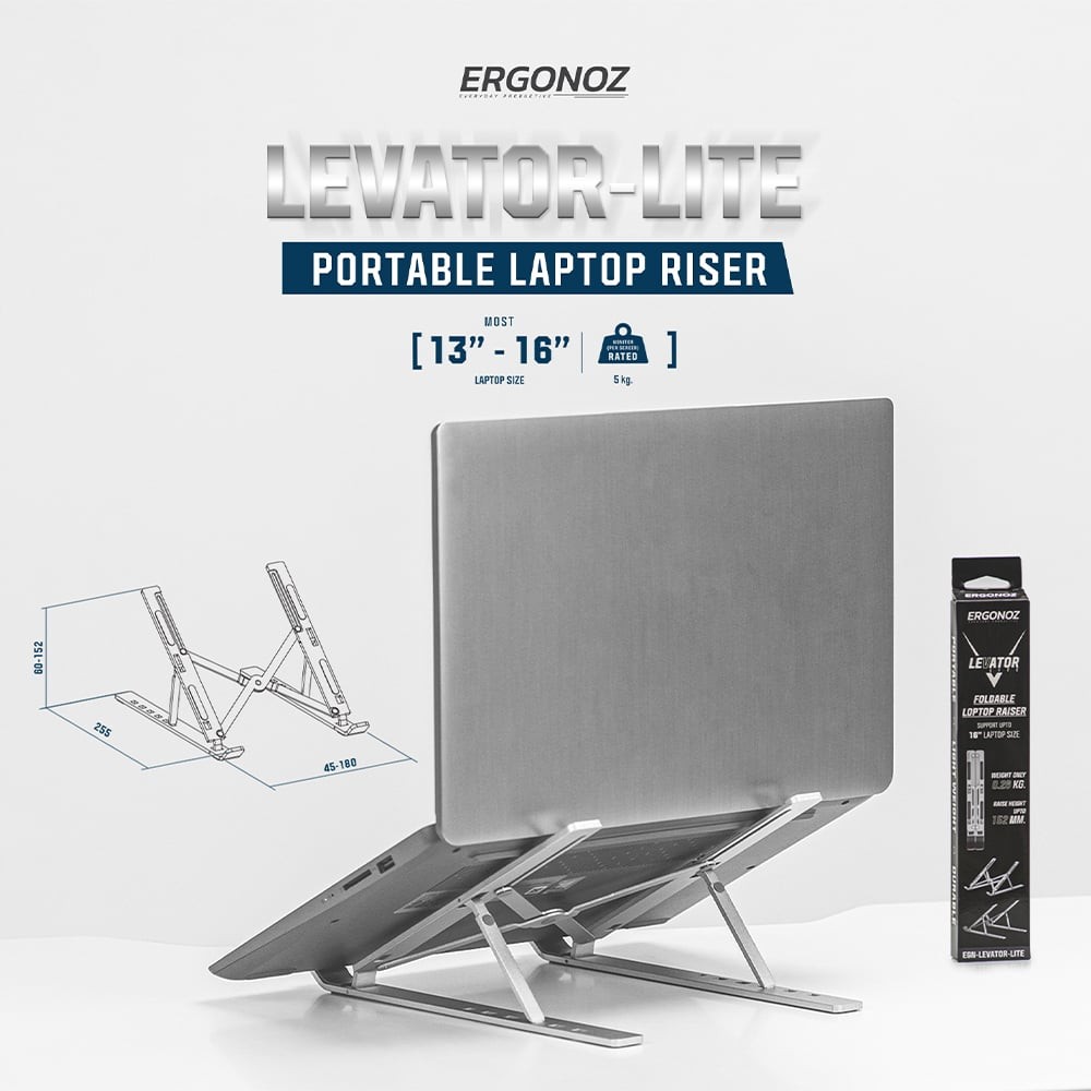 แท่นวางโน๊ตบุ๊ค ERGONOZ Portable Tablet Stand Laptop Riser Silver