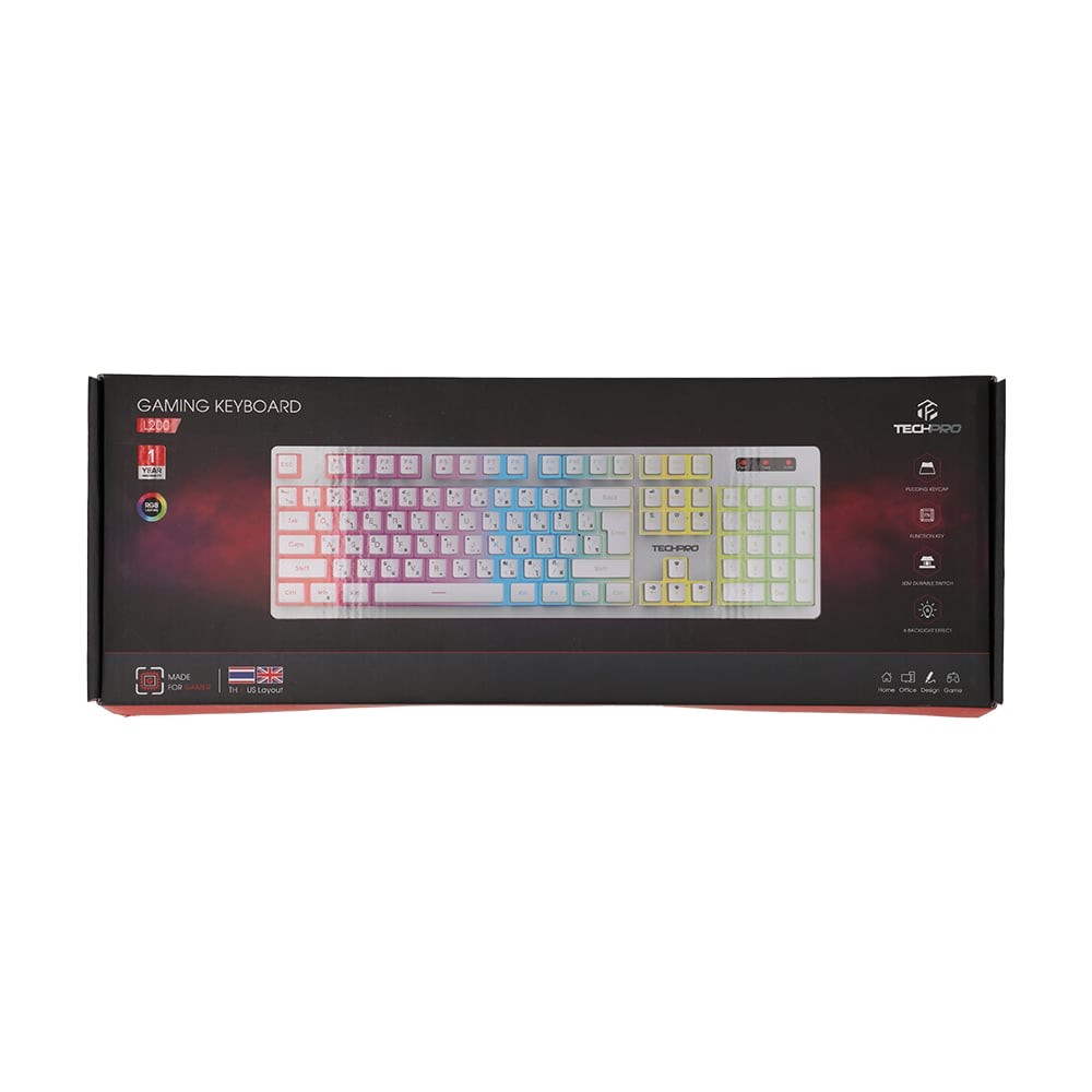 คีย์บอร์ดเกมมิ่ง TECHPRO Membrane 104 key L200 White
